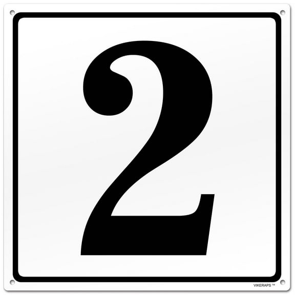 8x8" Parking Lot Number 2 Sign - High-Intensity Grade Aluminum, Weatherproof, Fade-Resistant, Curbside Number, White/Black, Ideal for Outdoor and Indoor Use