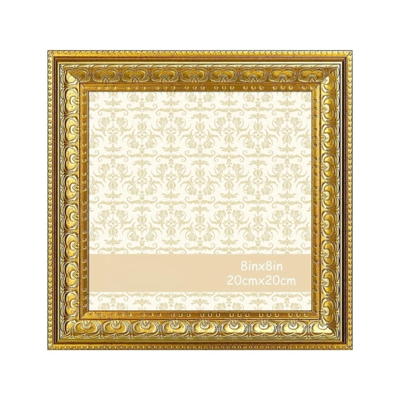 8x8 Photo Frame, Timeless Vintage Decor Frame, Multi-Scene Wall or Tabletop Display Frame for Home Office Gallery, Gold