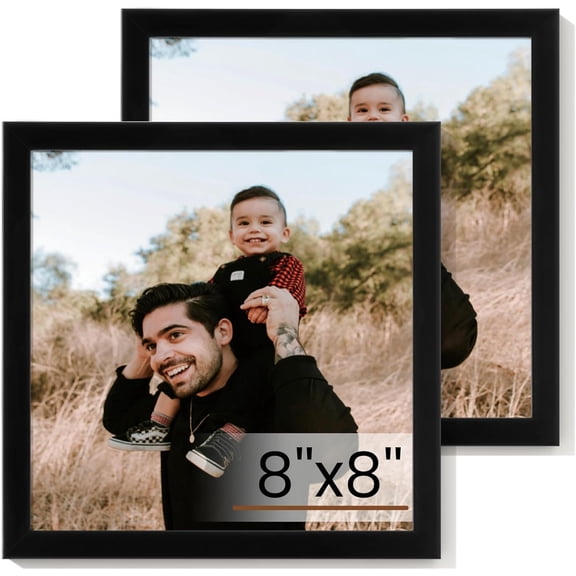 8x8 Picture Frame Set of 2,Display Pictures 8"x8",Black Photo Frame with Shatter Resistant Plexiglass,Picture Frames 8x8 Tabletop and Wall Mount,Poster Frame for Display Certificate Document