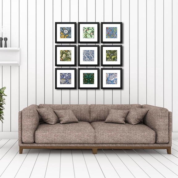 8x8 Picture Frame Set of 9 for Pictures 5x5 with Mat or 8x8 Without Mat, Wall Gallery or Tabletop Display Photo Frames in Black