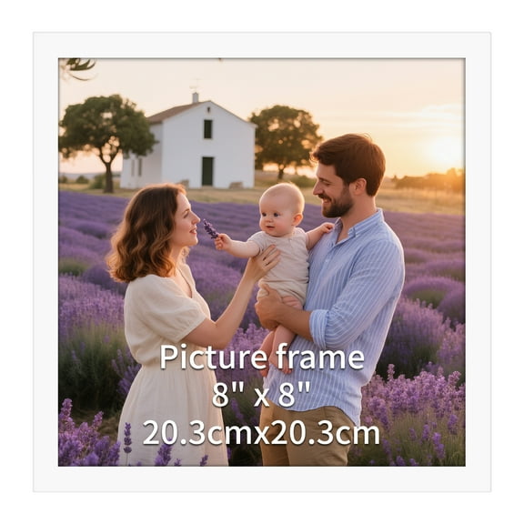 8x8 Picture Frame, White 8 by 8 Photo Frame for Wall Gallery Display, Single