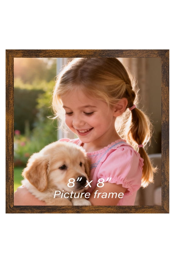 8x8 Picture Frame for Tabletop Wall Vertical and Horizontal Display, Brown