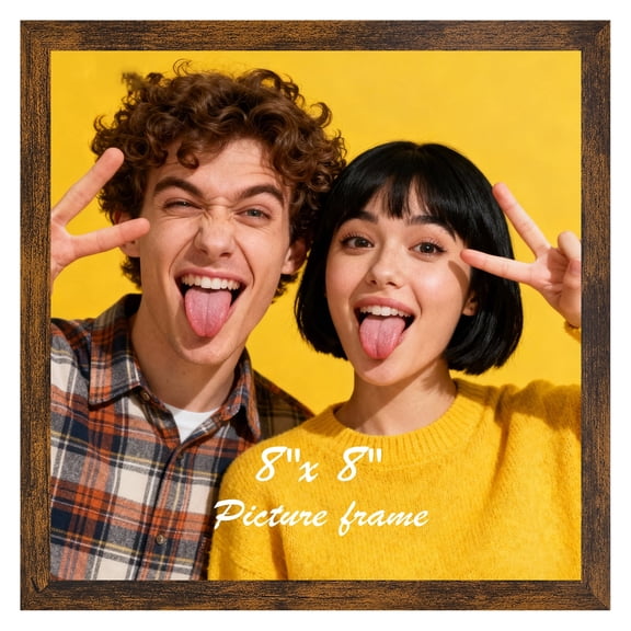 8x8 Picture Frame for Tabletop Wall Vertical and Horizontal Display, Brown