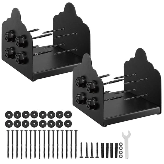 8x8 Post Base 2 Pcs, Inner Size 7.9x7.5 inch / 200x190 mm Post Brackets, Heavy Duty Carbon Steel Decking Posts, Wood Posts Brackets for Pavilion Deck Railing Support Deck Base Plate, Black