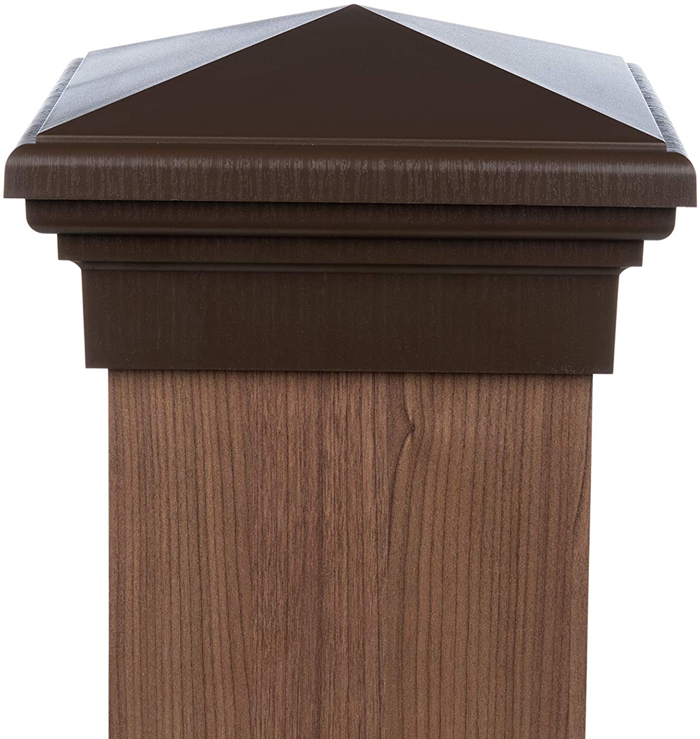 8x8 Post Cap (True 8") Brown Pyramid Cap for Outdoor Fences
