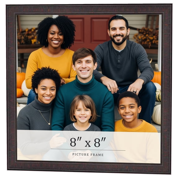 8x8 Rustic Brown Real Wood Picture Frame Width 0.75 inches | Interior Frame Depth 0.5 inches |