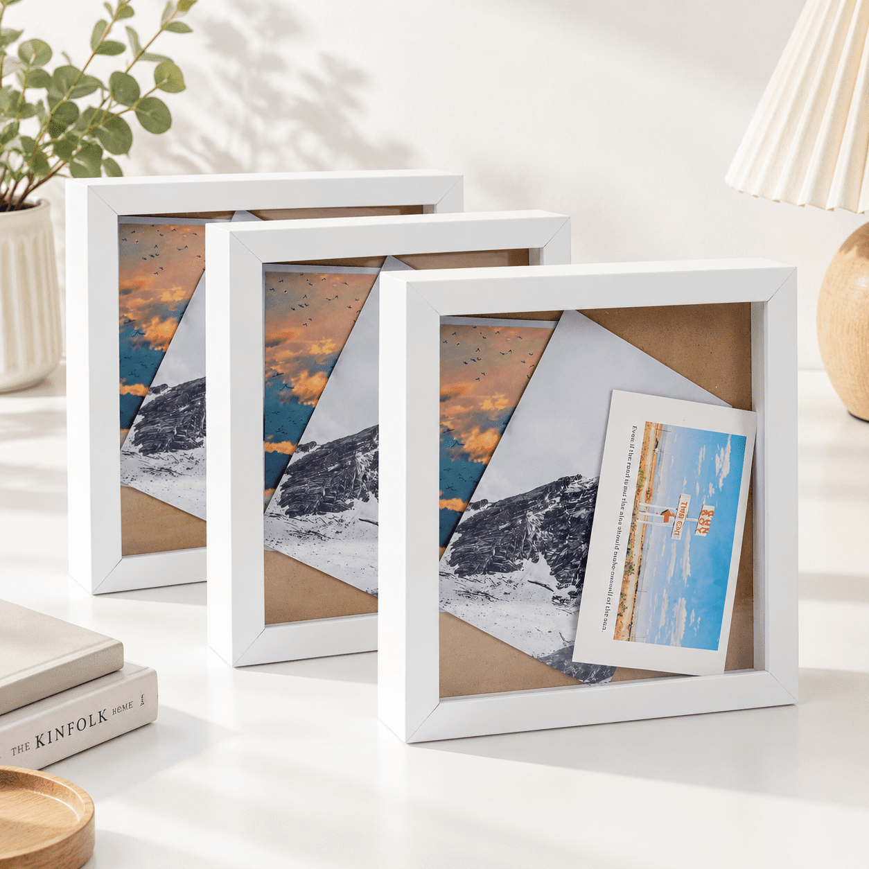 8x8 Shadow Box 3d Picture Frames Wood Real Glwhite 3 Pack - Walmart.com