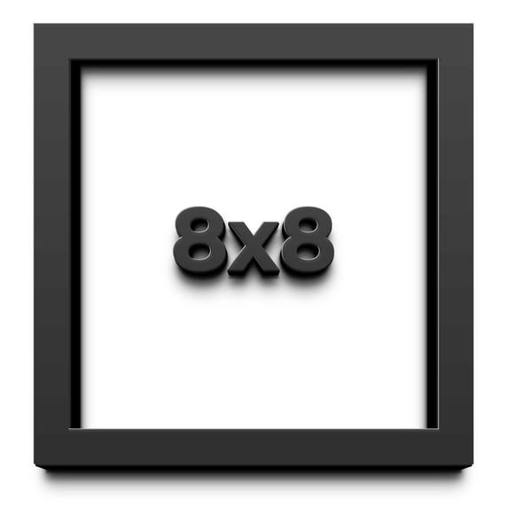 8x8 Shadow Box Black Solid Wood Picture Frame with White Acid-Free Backing UV Acrylic & Hanging