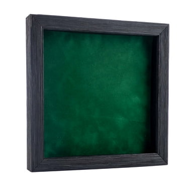 8x8 Shadow Box Frame Barnwood Black Wood | With a 1" Usable Display Depth | Includes a Forest Green