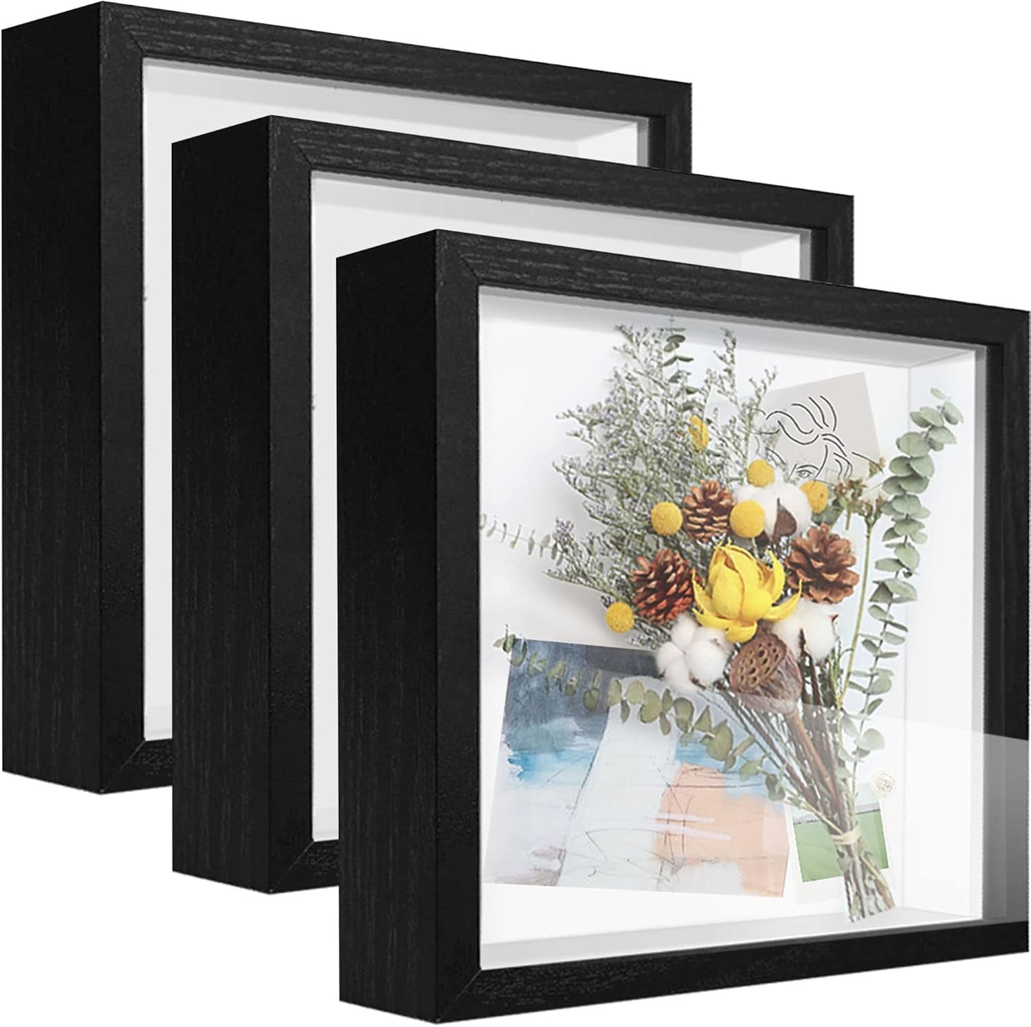 8x8 Shadow Box Frame Display Case with Letter Stickers, 3D Picture ...