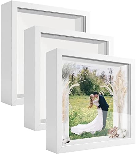 8x8 Shadow Box Frame Display Case with Letter Stickers, 3D Picture ...