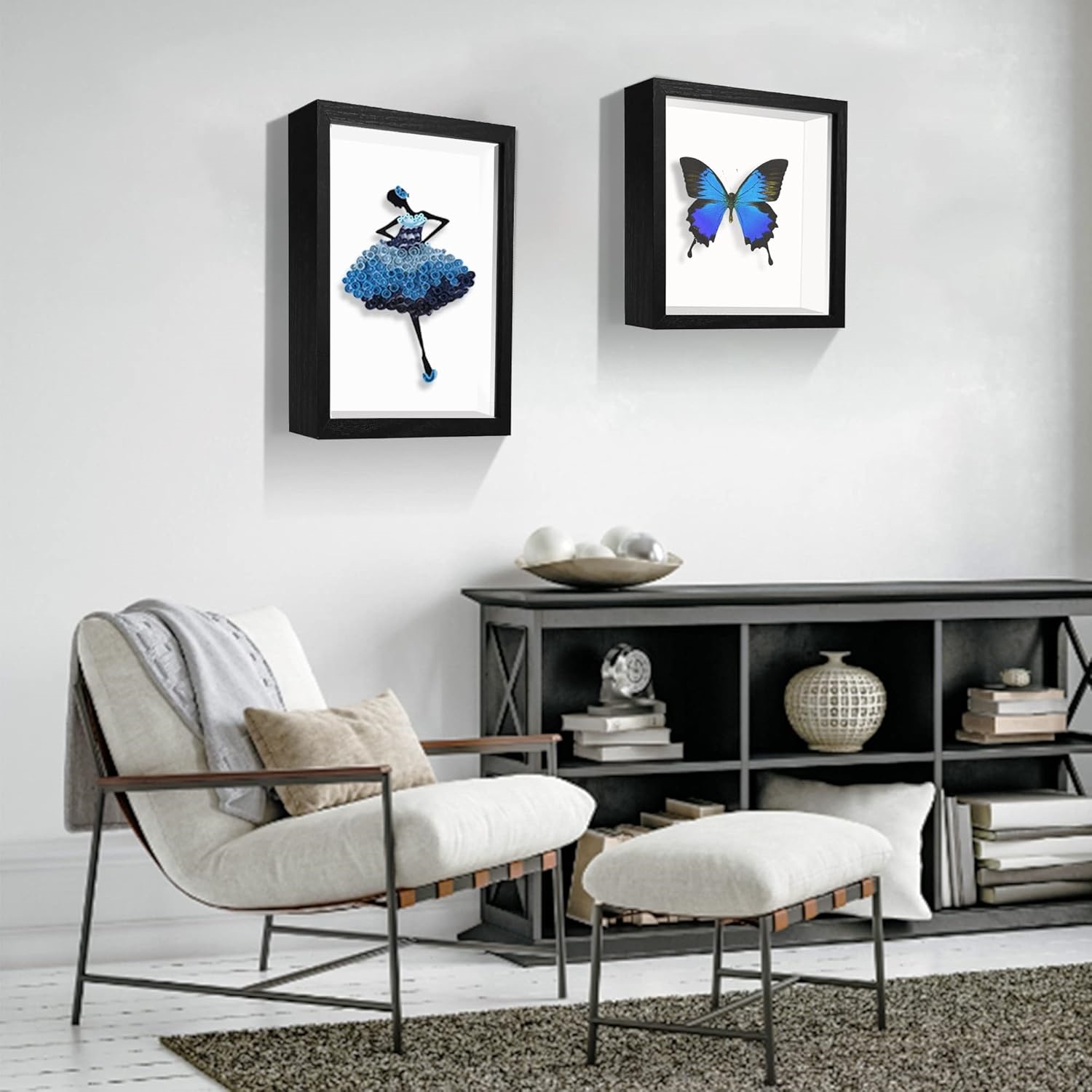 8x8 Shadow Box Frame Display Case with Letter Stickers, Display Case ...