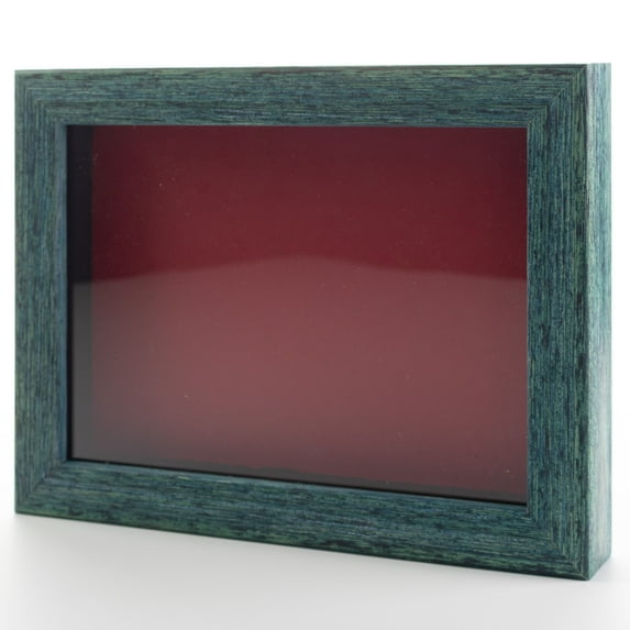 8x8 Shadow Box Frame Farm Blue Real Wood with a Red Acid-Free Backing | 13/16" of Usuable Depth |