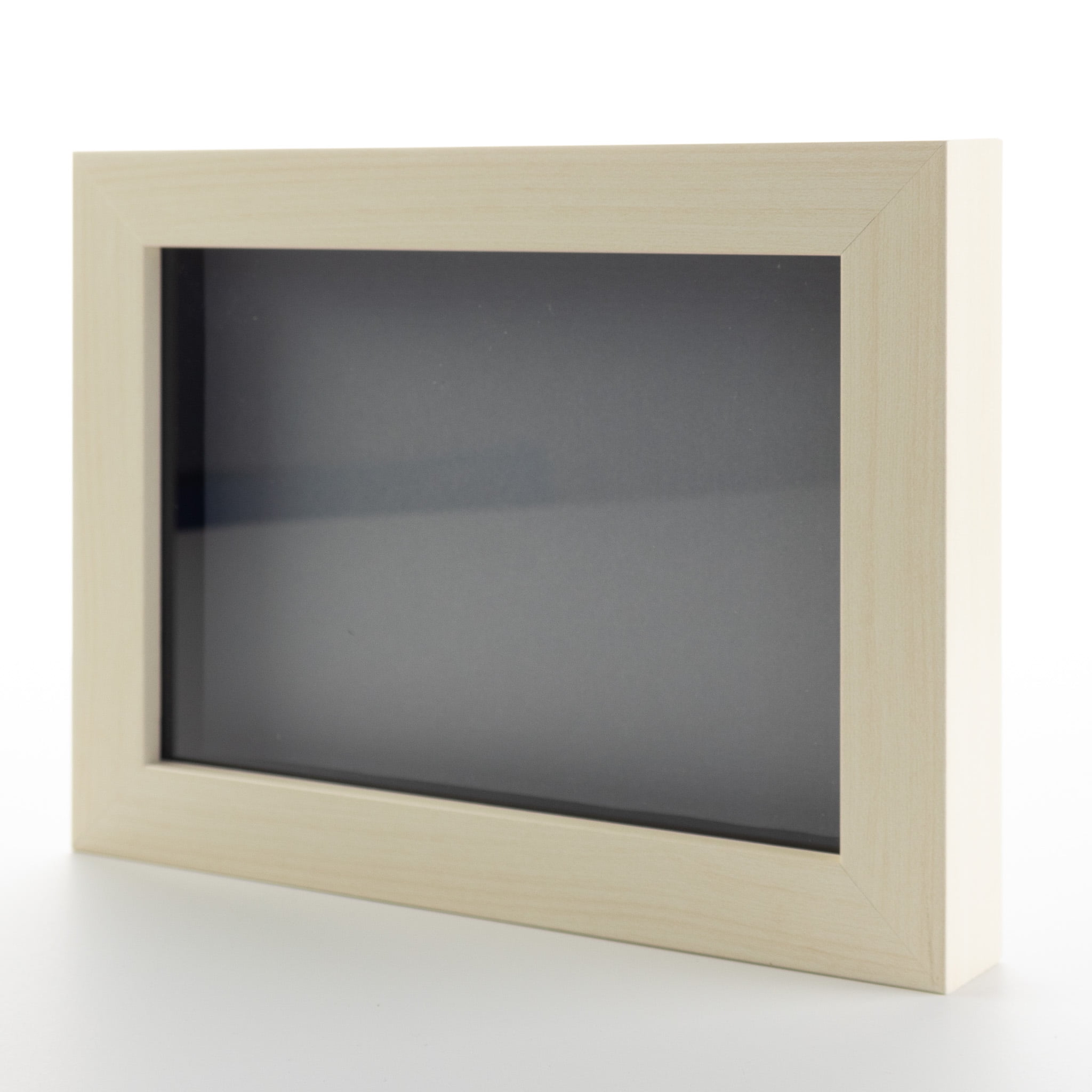 8x8 Shadow Box Frame Farm Blue Real Wood with a Gold Acid-Free Backing, 13/16 of Usuable Depth