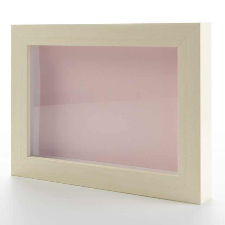 8x8 Shadow Box Frame Light Real Wood with a Pink Acid-Free Backing