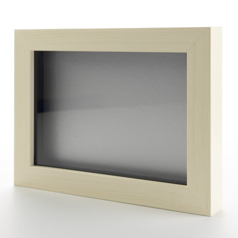 8x8 Shadow Box Frame Light Real Wood with a Silver Acid-Free Backing | 3/4  of Usuable Depth | UV