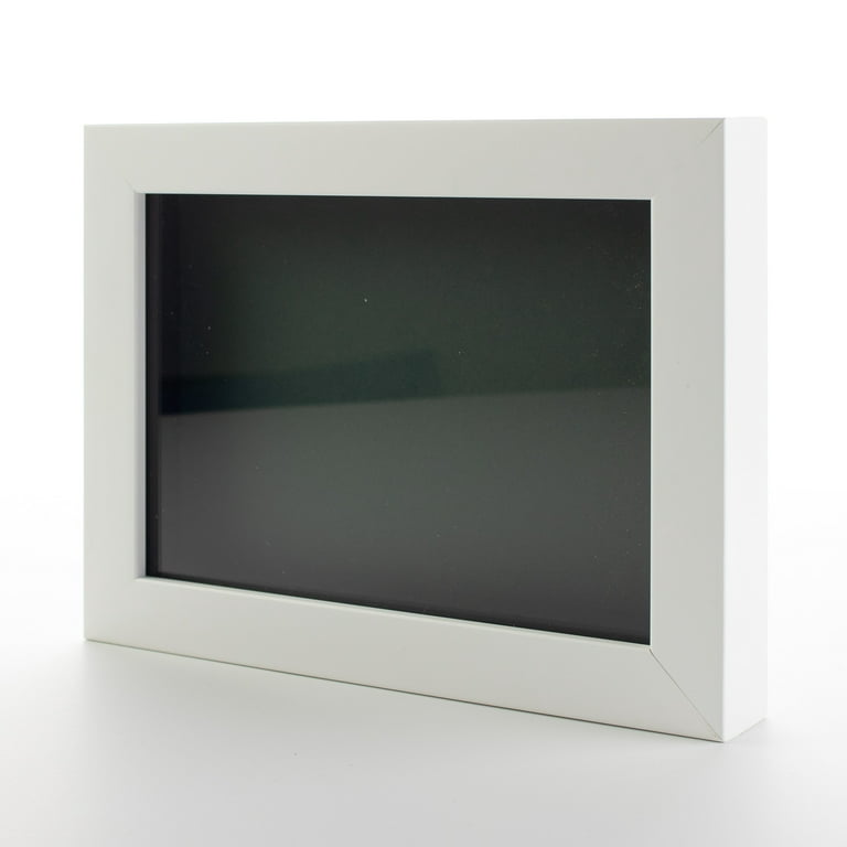 8x8 Shadow Box Frame Painted White Real Wood with a Green Acid-Free Backing