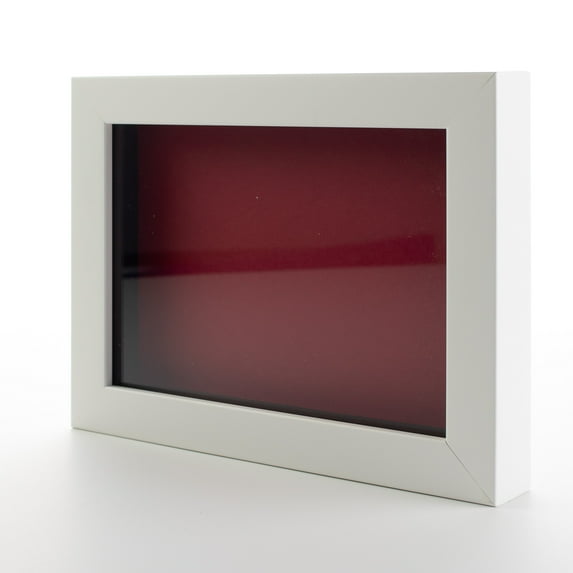 8x8 Shadow Box Frame Painted White Real Wood with a Red Acid-Free Backing | 3/4" of Usuable Depth |