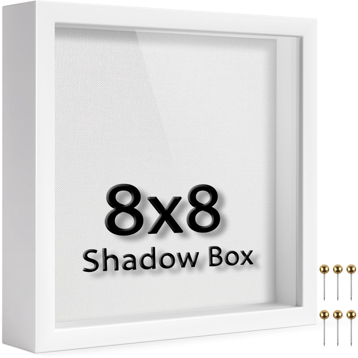 8x8 Shadow Box Frame | Soft Linen & Push Pins Included Polystyrene ...
