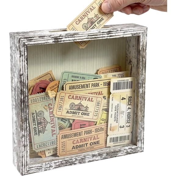 8x8 Shadow Box Frame,Top Loading Display Case Frame with Top Slot