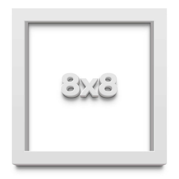 8x8 Shadow Box Frame White | 2 Inches Deep Real Wood Contemporary Shadowbox Display Frame | UV