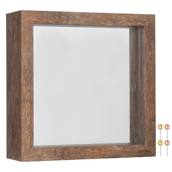 8x8 Shadow Box Frame with Soft Linen Back - Push Pins Included, Memory Box Display Case for Flower, Tickets and 3D Items, Black