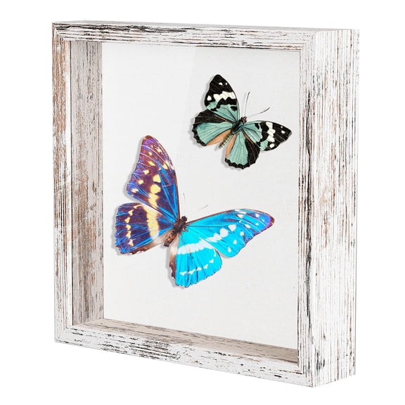 8x8 Shadow Box Frame with Soft Linen Back - Push Pins Included, Memory Box Display Case for Flower, Tickets and 3D Items, Black