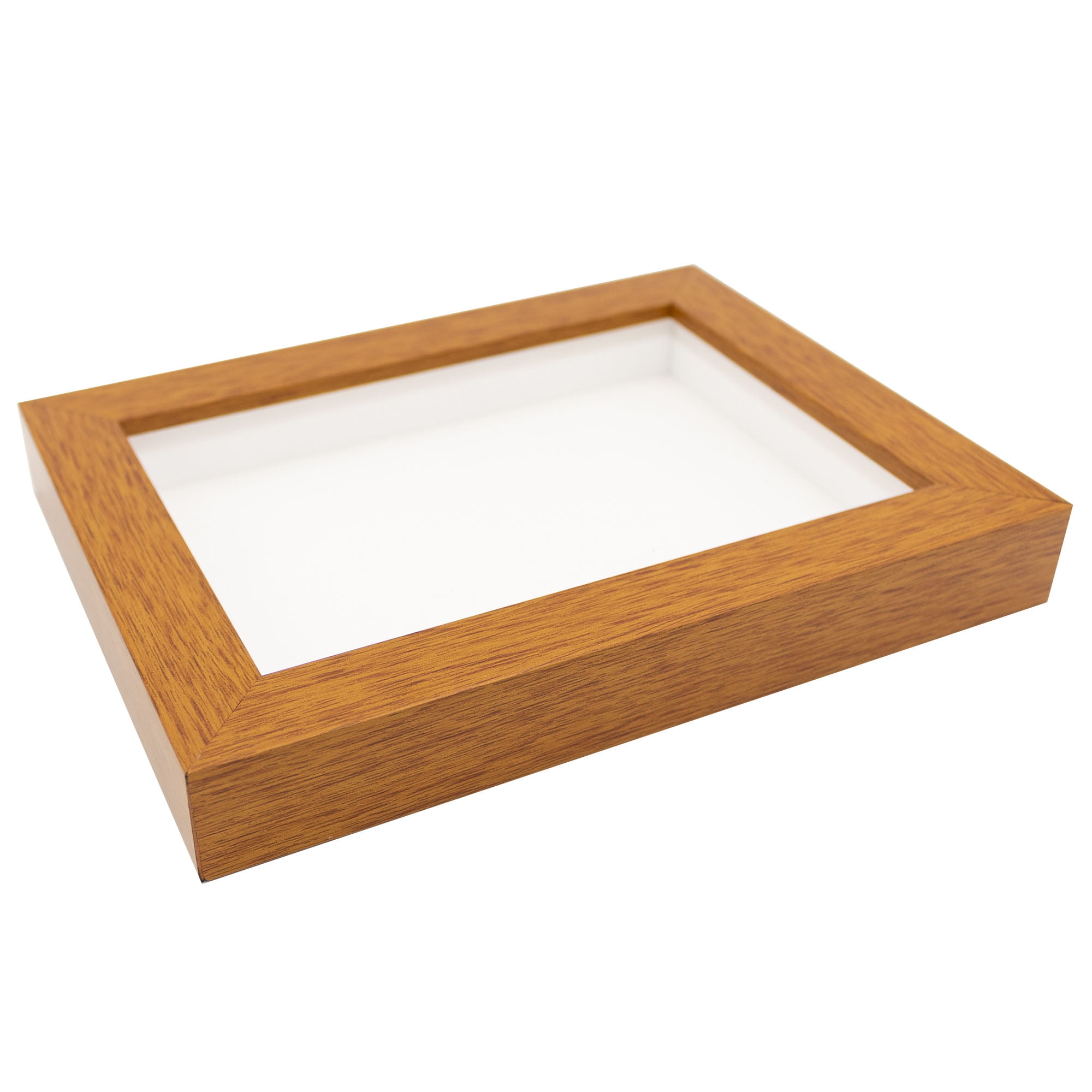 Honey Pecan 8x8 Wood Shadow Box with Red Acid-Free Backing - with 3/4 inch Usable Depth - with UV Acrylic & Hanging, Size: 8 x 8