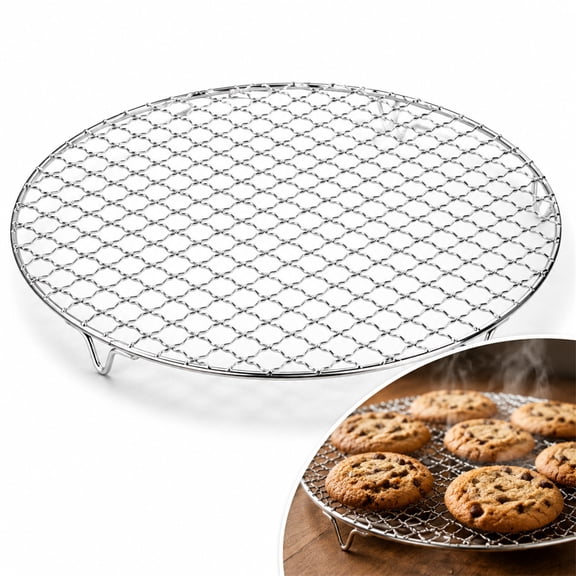 8x8In Round Cooking Grid Grate Durable Stainless Steel Camping Cookware Round Barbecue Wire Mesh Replacement for Outdoor Barbecue