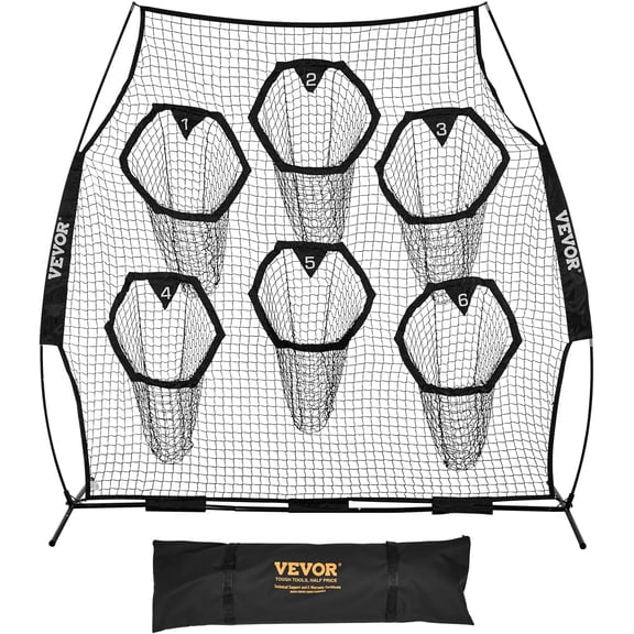 8x8ft Football Trainer Throwing Net, Training Throwing Target Practice Net with 6 Target Pockets,Football Training Equipment Includes Portable Carry Bag,Great for Quarterback