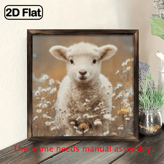 8x8inch Heart Shaped Acrylic Decorative Plate, Adorable Heart Shape Cute Sheep Daisy Field Wall Art Decor Hanging Sign for Nursery Bedroom Living Room Home Office Gift for Mom Kids Friend