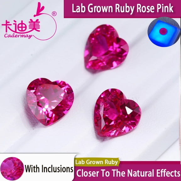 8x8mm 2pcs Rose Pink Lab Grown Ruby Loose Stones With Inclusions Inlaid Jewelry Making Created Ruby