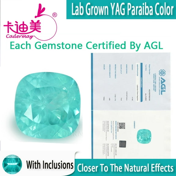 8x8mm Cushion Shape Paraiba Color Lab Grown Yttrium Aluminum Garnet With Inclusions Loose Stone YAG Gemstone Fine Jewelry Making