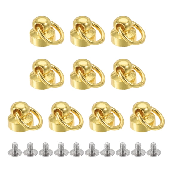8x8mm Pull Ring Rivets Studs Brass Electroplating Gold Tone 10 Pack
