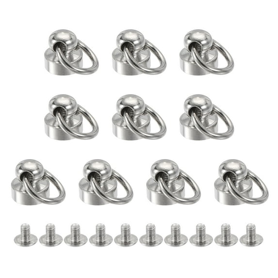 8x8mm Pull Ring Rivets Studs Brass Electroplating Silver Tone 10 Pack