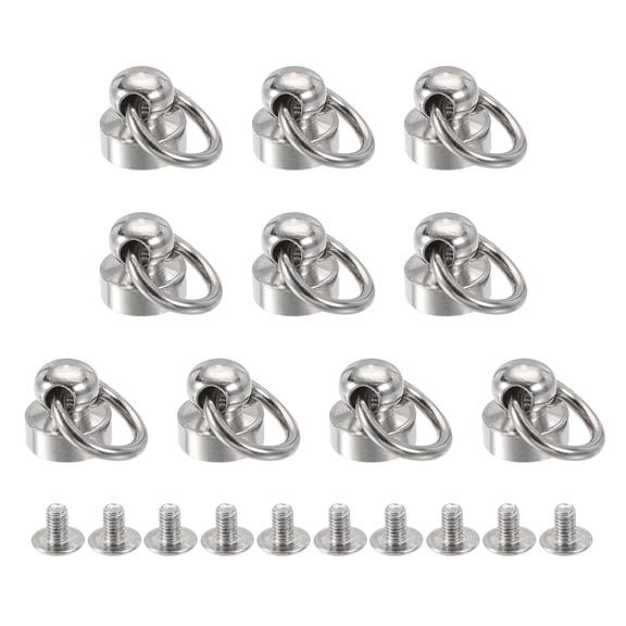 8x8mm Pull Ring Rivets Studs Brass Electroplating Silver Tone 10 Pack
