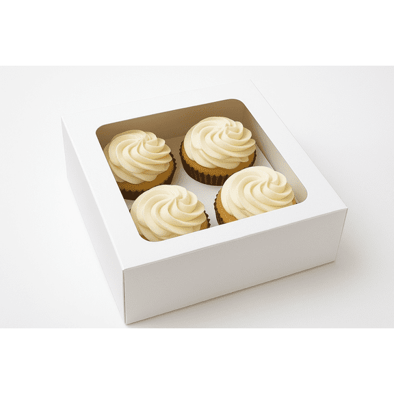 8x8x2.5 Window Cupcake Box Set with Inserts - 12ct