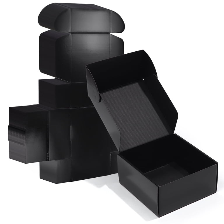 20 Pack Black Cardboard Shipping Boxes 8x8x4, Small Business 