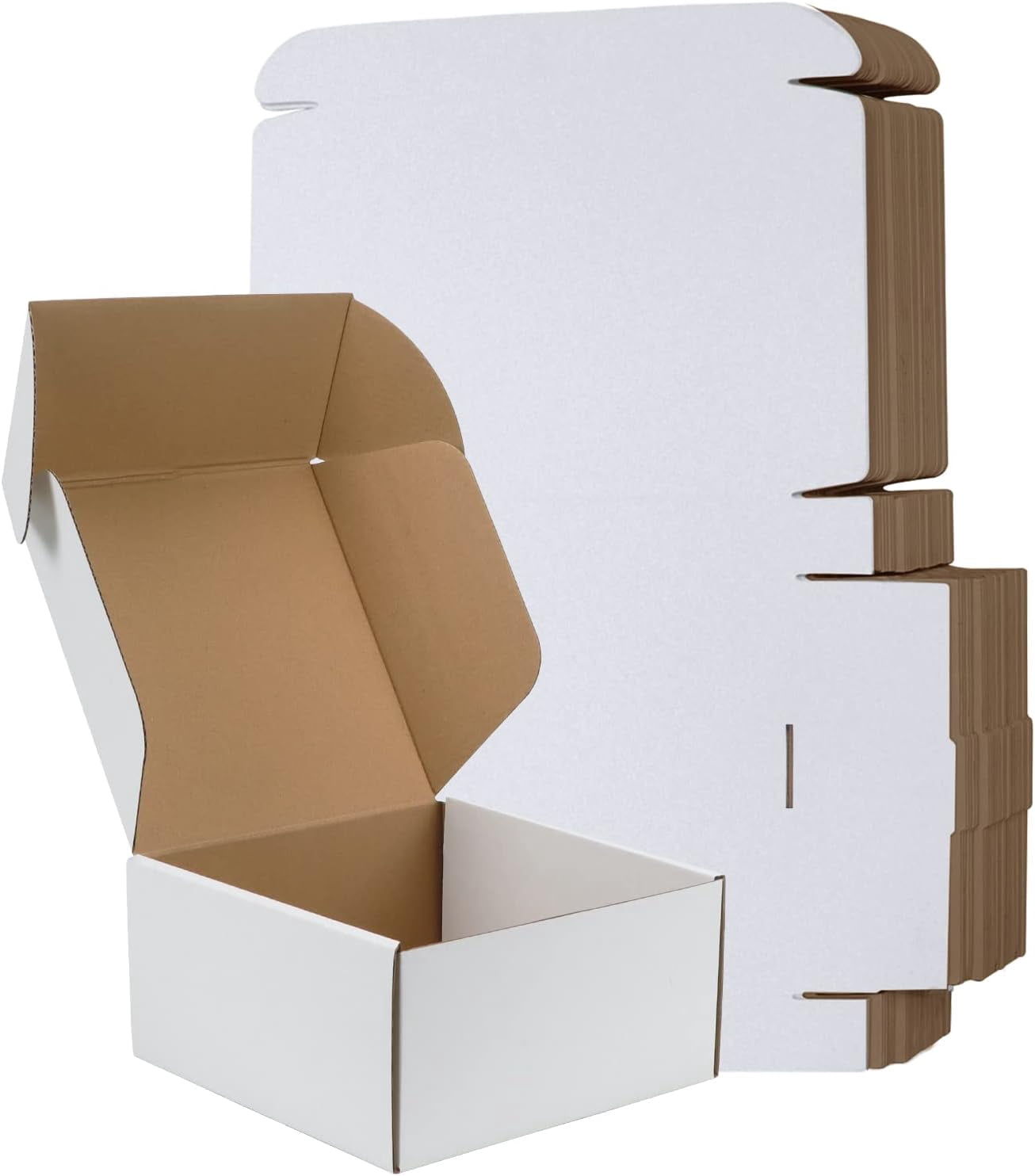 8x8x4 Inches Shipping Boxes Set of 25, White Small Corrugated Cardboard ...