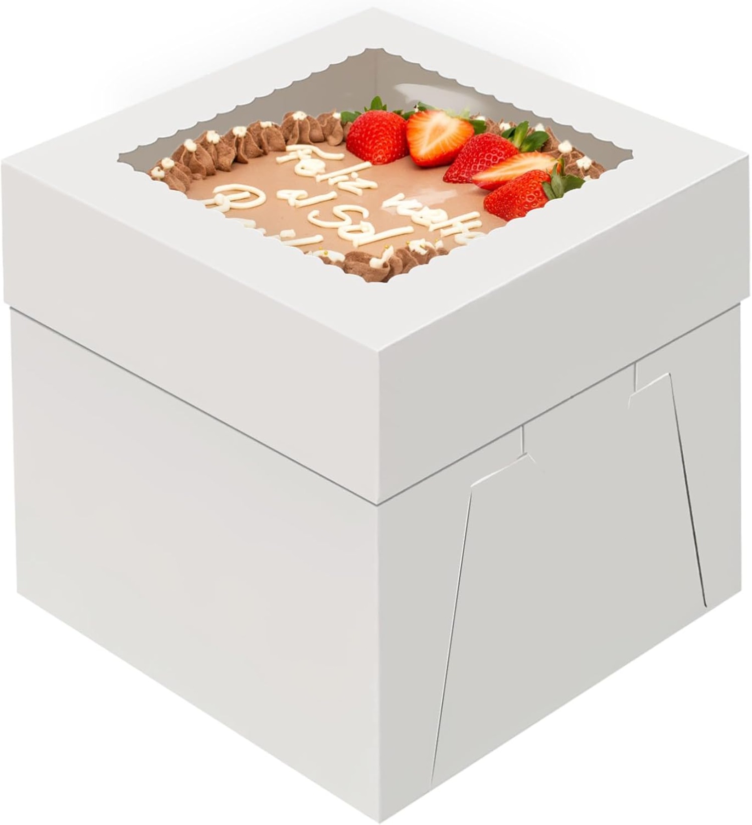 8x8x8 inch Cake Boxes, 4 Pack Cake Boxes with Window, White Cake Boxes