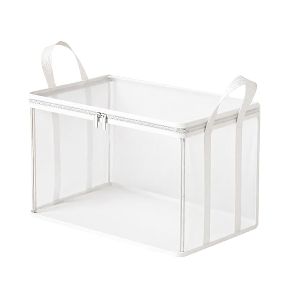8x8x8in Transparent Storage Box with Handle Stackable Foldable Organizer for Clothes Books Comics Toys Home Closet Bedroom Storage Container