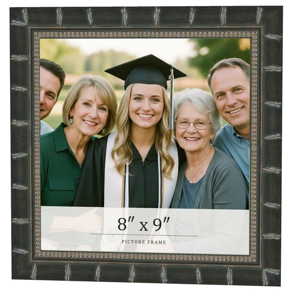 8x9 Frame Black Bamboo Solid Wood Picture Frame Width 1.5 Inches | Interior Frame Depth 0.5 Inches