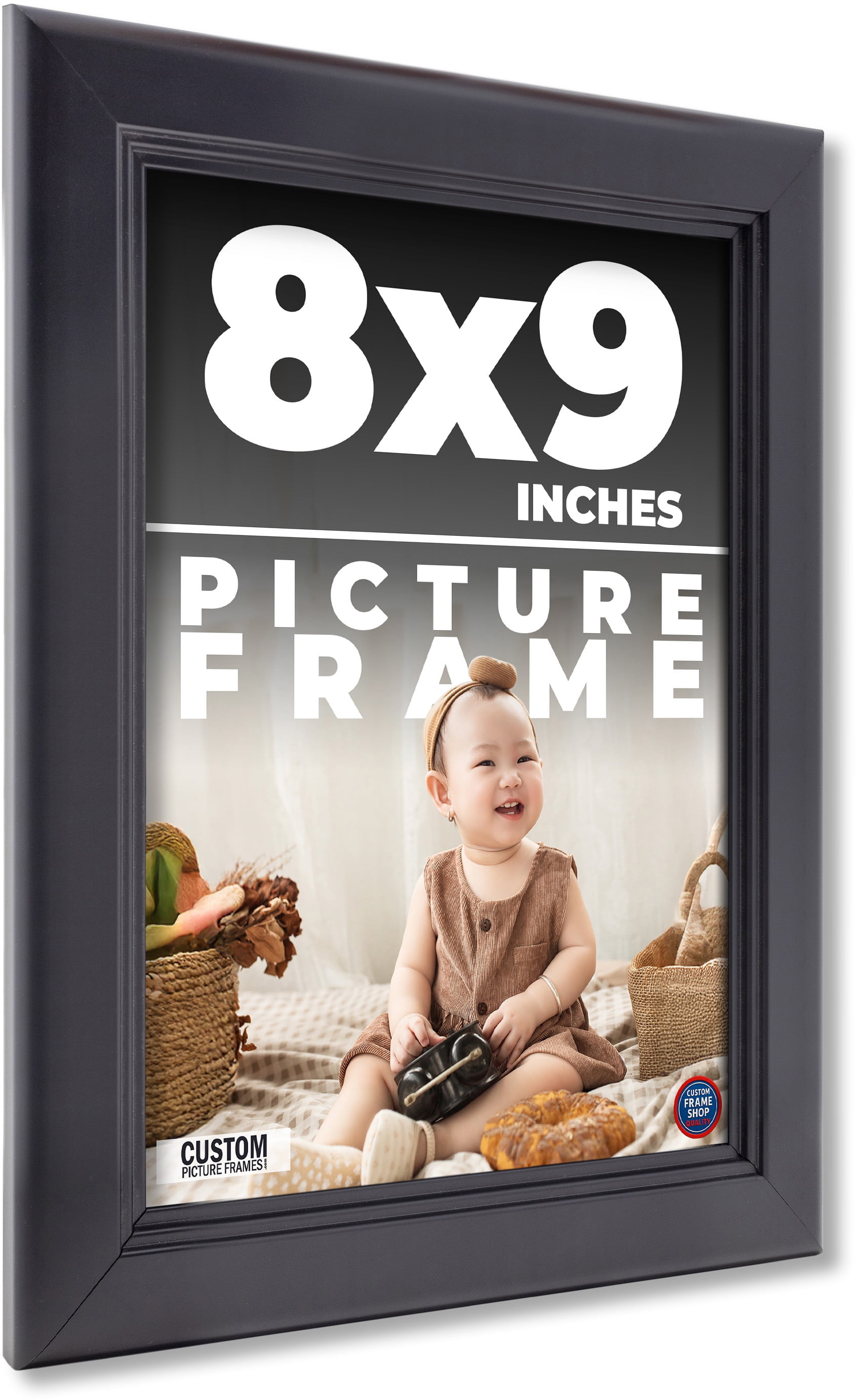 8x9 Frame Black Passaggi Solid Wood Picture Frame Width 1.5 Inches