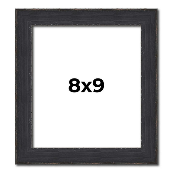 8x9 Frame Black Real Wood Picture Frame Width 1.25 Inches | Interior Frame Depth 0.5 Inches |