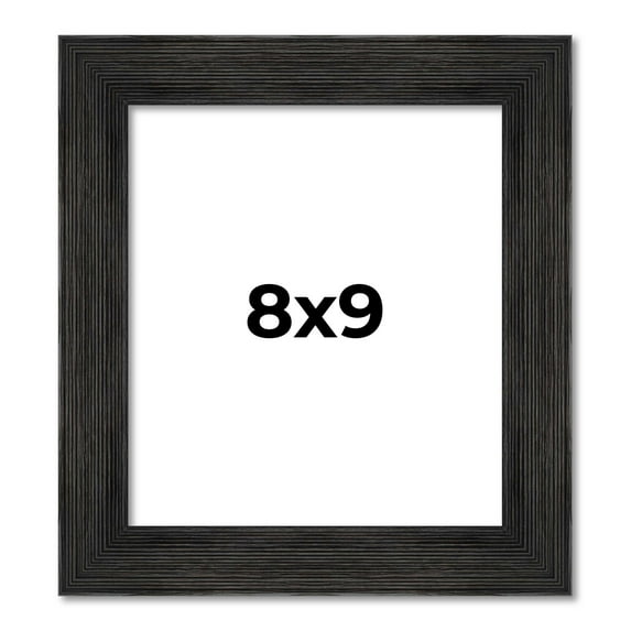8x9 Frame Black Rustic Barnwood Solid Wood Picture Frame | 1.5 Inch Moulding Width | Includes UV