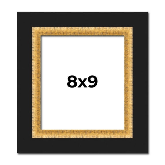 8x9 Frame Gold Real Wood Picture Frame Width 2.25 Inches | Interior Frame Depth 0.5 Inches |