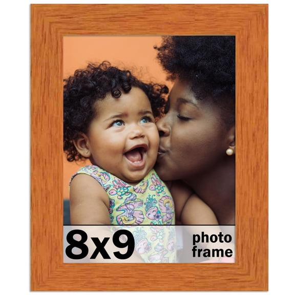 8x9 Frame Honey Pecan Brown Picture Frame - Modern Photo Frame Includes UV Acrylic Shatter Guard