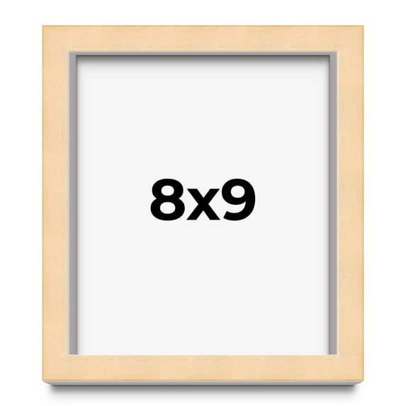 8x9 Frame Natural Wood Picture Frame | 0.75 Inch Moulding Width | with UV Acrylic Plexiglass, Foam