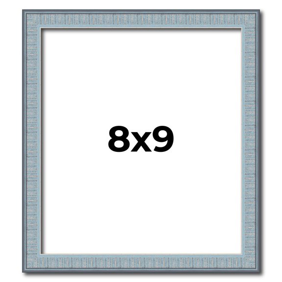 8x9 Frame Rustic Sky Blue Solid Wood Picture Frame | 0.75 Inch Moulding Width |Includes UV Acrylic