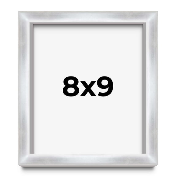 8x9 Frame Silver Whitewashed Wood Grain Solid Wood Shadow Box | 0.75 Inch Moulding Width | 0.75